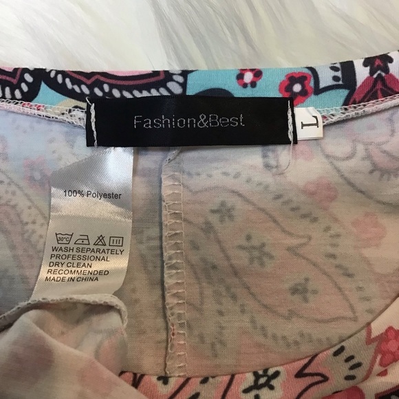 NWOT Fashion & Best Floral Sharkbite Tunic Top - Picture 5 of 5